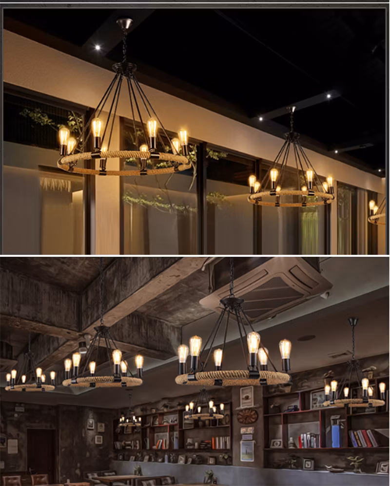 Vintage Hemp Rope Industrial Trendy Light Bar Restaurant Clothing Store American Creative Iron Nostalgic Lamp Zy-Ms010