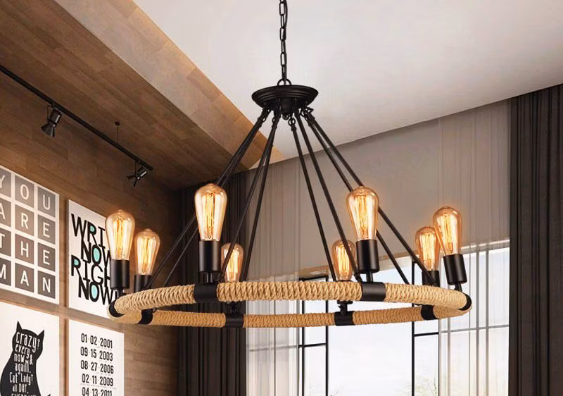 Vintage Hemp Rope Industrial Trendy Light Bar Restaurant Clothing Store American Creative Iron Nostalgic Lamp Zy-Ms010