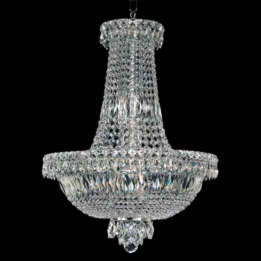 North American Living Room Chrome Frame with Clean Crystal Small Size Chandelier