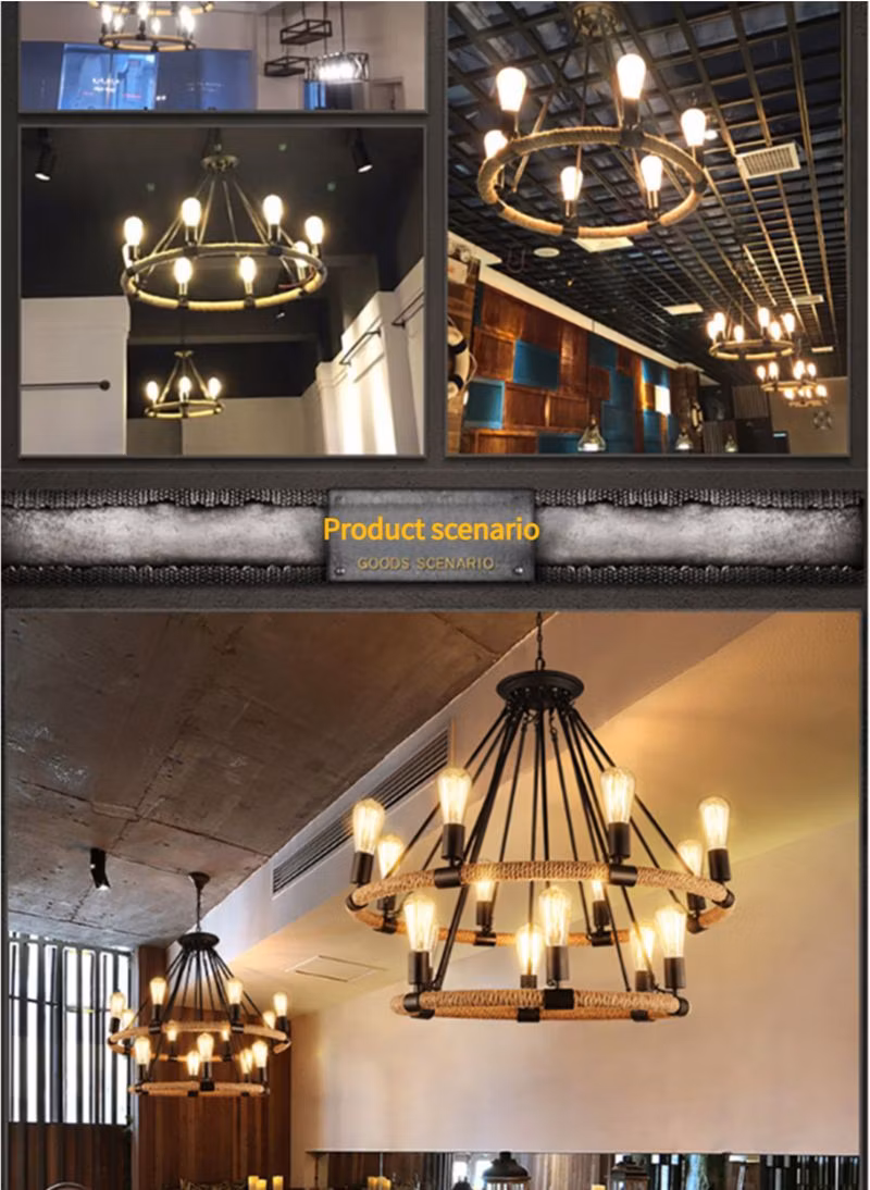 Vintage Hemp Rope Industrial Trendy Light Bar Restaurant Clothing Store American Creative Iron Nostalgic Lamp Zy-Ms010
