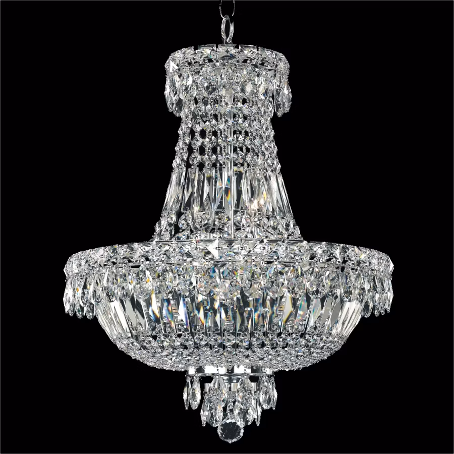 North American Living Room Chrome Frame with Clean Crystal Small Size Chandelier
