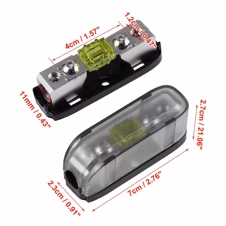 Single Way MIDI Mini Anl Fuse Holder Base 4 8 Gauge with Moistureproof Grey Cover 100A Afs Fuse for Boat Car Audio Amplifiers