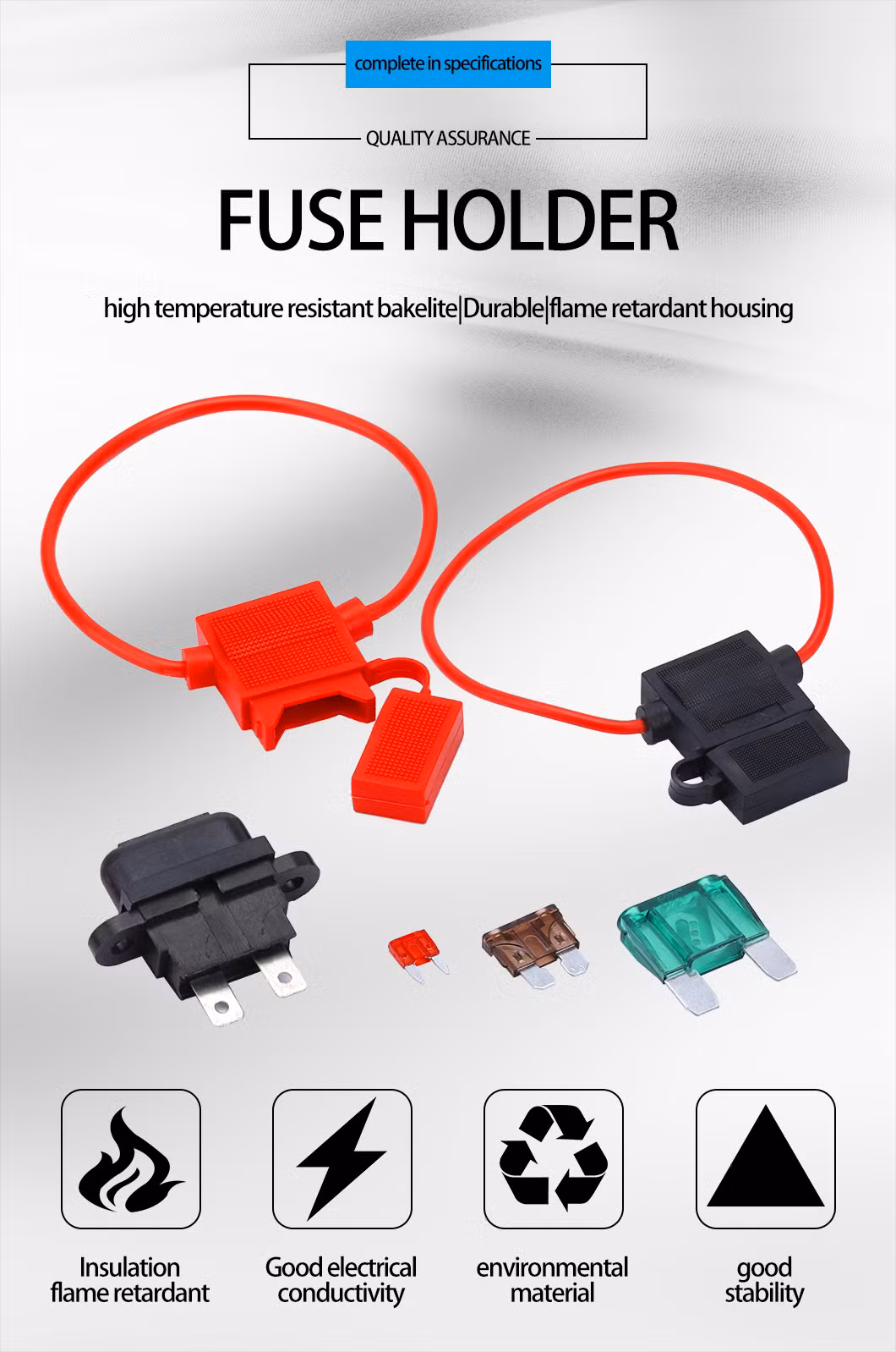 10 Gauge Fuse Holder Atc/ATO, in-Line Automotive Blade Fuse Holder with Standard Car Fuses, 15A 20A 25A 30A 35A 40A Automotive Replacement Fuses