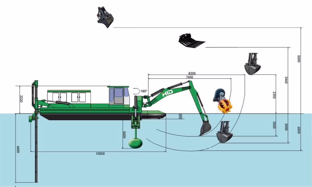 Clay Master HID Amphibous Multipurpose Dredger CE 300 for All Use of Shallow Water Cutter Suction Dredging Backhoe Work Garbe Work Hot Sale at Stock