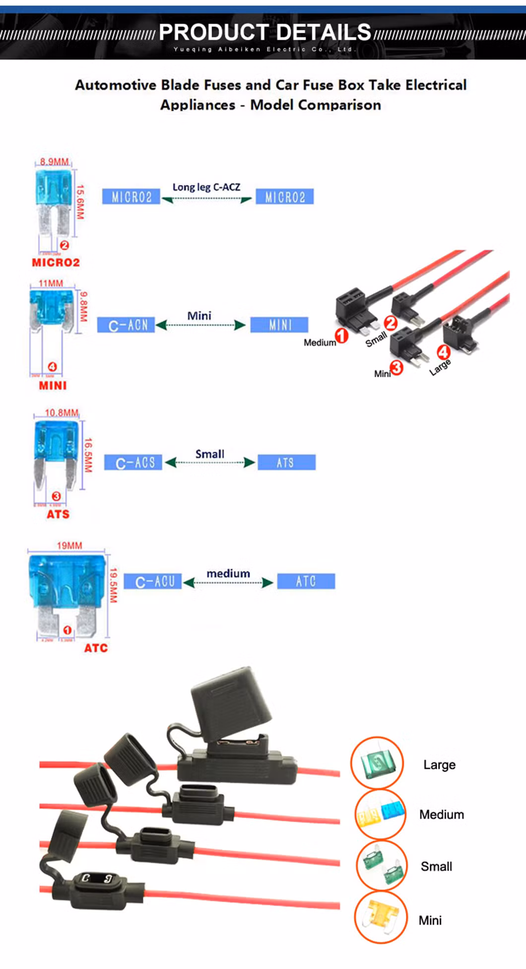 10 Gauge Fuse Holder Atc/ATO, in-Line Automotive Blade Fuse Holder with Standard Car Fuses, 15A 20A 25A 30A 35A 40A Automotive Replacement Fuses