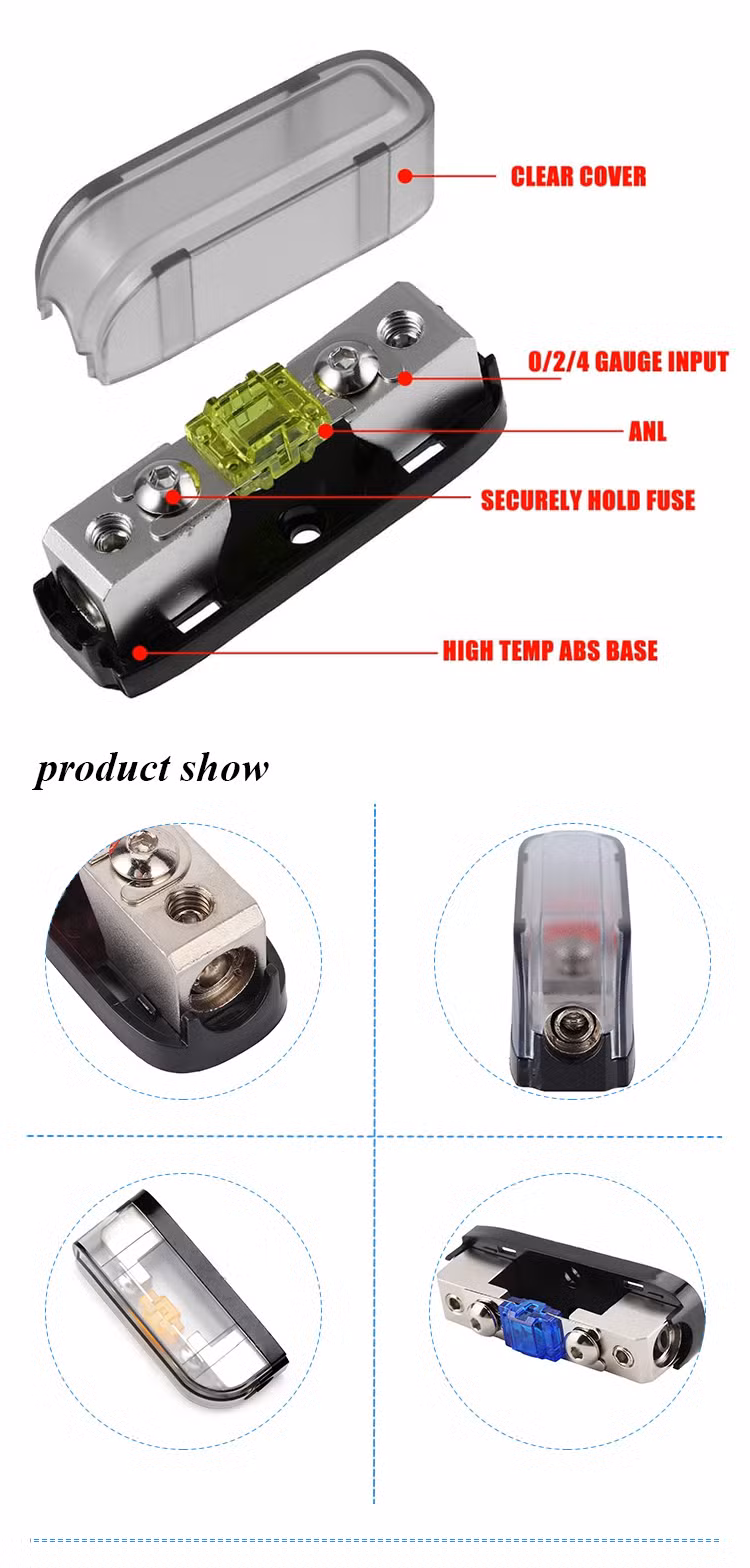 Single Way MIDI Mini Anl Fuse Holder Base 4 8 Gauge with Moistureproof Grey Cover 100A Afs Fuse for Boat Car Audio Amplifiers