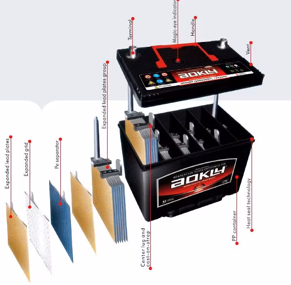 Aokly SMF 12V 100ah Car Battery Auto Battery Maintenance Free Lead Acid for Starting Japan/ Korea N100mf (95E41MF) Vehicle Battery Truck Battery