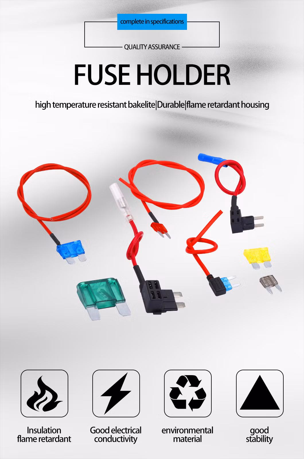 10 Gauge Fuse Holder Atc/ATO, in-Line Automotive Blade Fuse Holder with Standard Car Fuses, 15A 20A 25A 30A 35A 40A Automotive Replacement Fuses