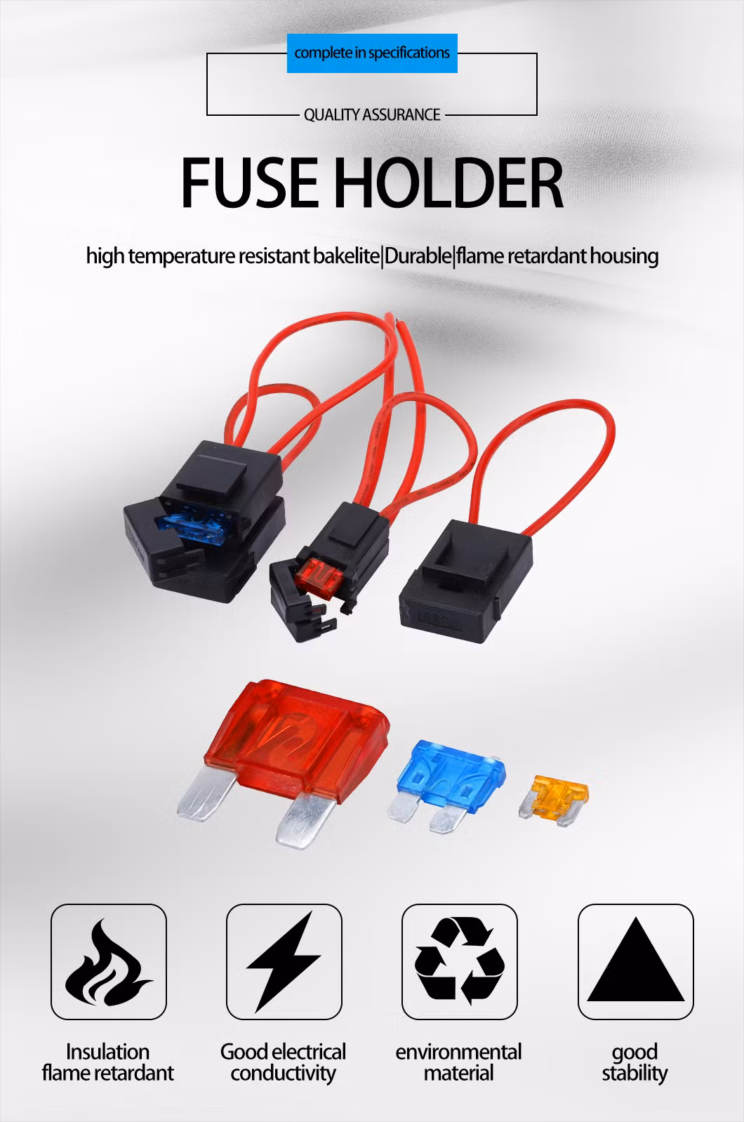 10 Gauge Fuse Holder Atc/ATO, in-Line Automotive Blade Fuse Holder with Standard Car Fuses, 15A 20A 25A 30A 35A 40A Automotive Replacement Fuses