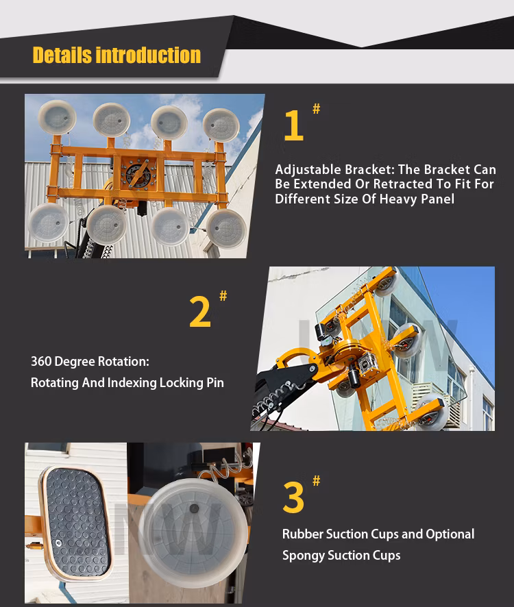 200kg 800kg Granite Slabs Glazing Robot Electric Suction Cups Glass Vacuum Lifter