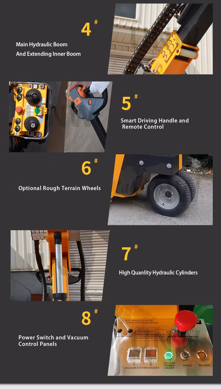 200kg 800kg Granite Slabs Glazing Robot Electric Suction Cups Glass Vacuum Lifter