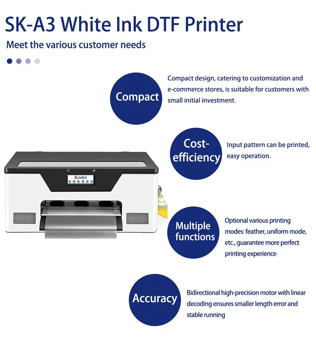 Sunika Factory Direct Supply Manufacture Piercing Selling A3 Cotton Mini Digital-Printing-Machine Dtf Printer Printing Machine for Cap or Canvas Bag