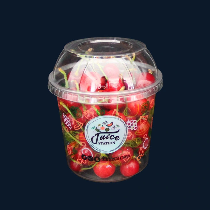 240z-700ml Disposable Pet Round Deli Container for Fruit Nut Salad