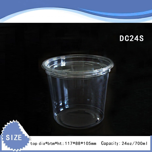 240z-700ml Disposable Pet Round Deli Container for Fruit Nut Salad