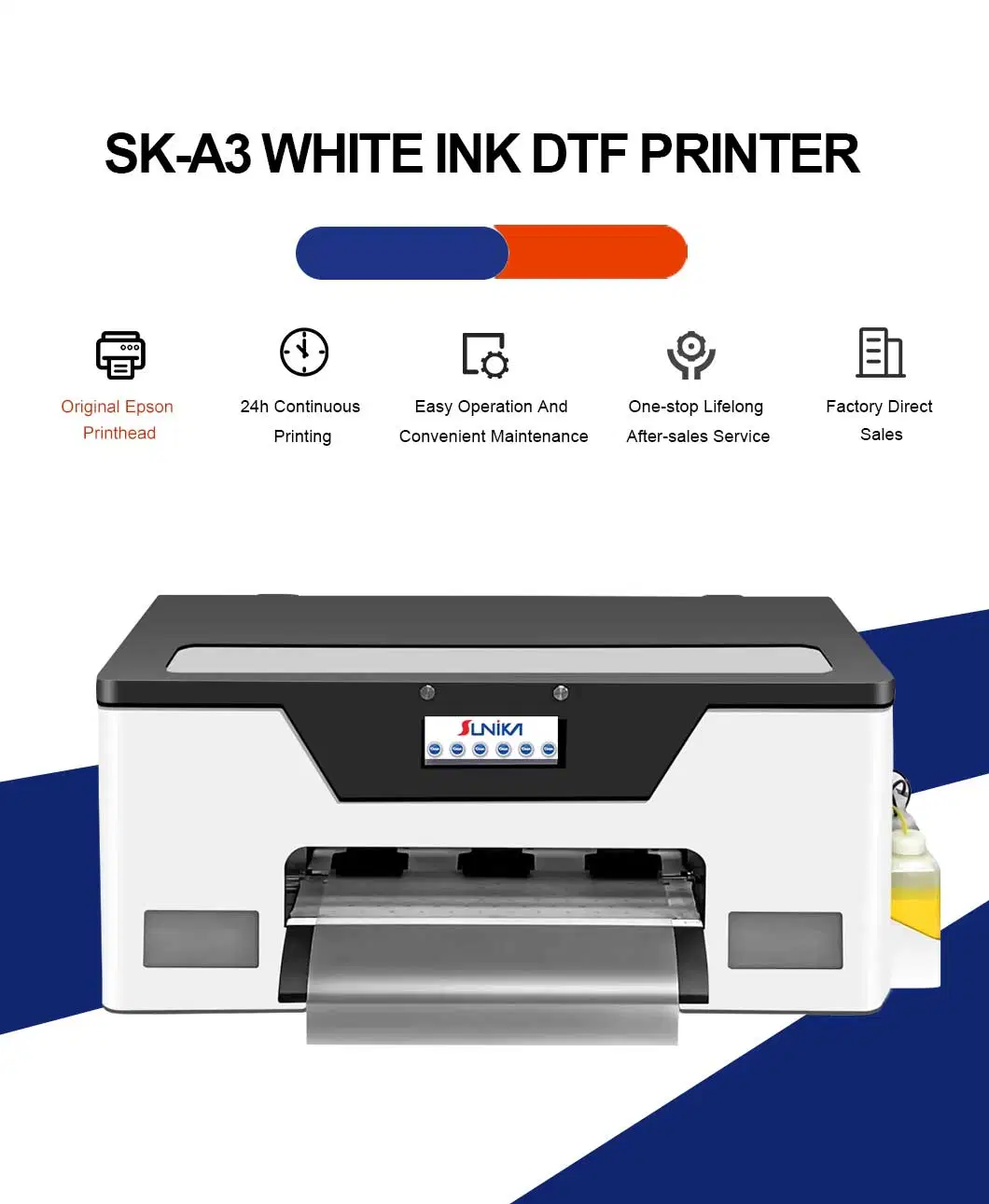 Sunika Supply Design Transparent 12inch Warm Peel Digital Dtf Printer Cap Printing Machine with Double Epson I1600 Printheads