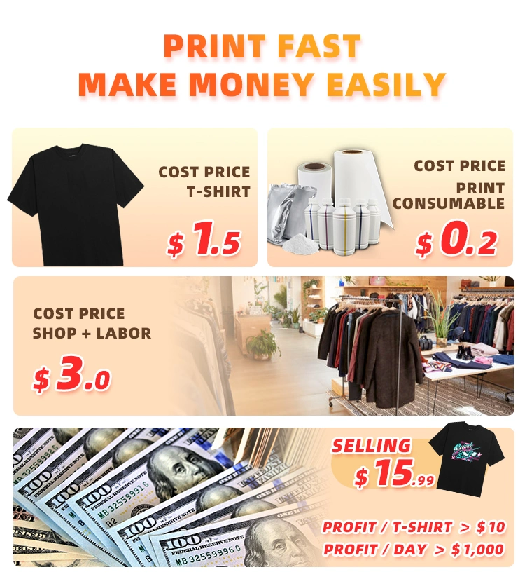 Udefine Digital A3 Inkjet T-Shirt Printing Machine Heat Transfer Pet Film Dtf Printer Fot Hats Caps