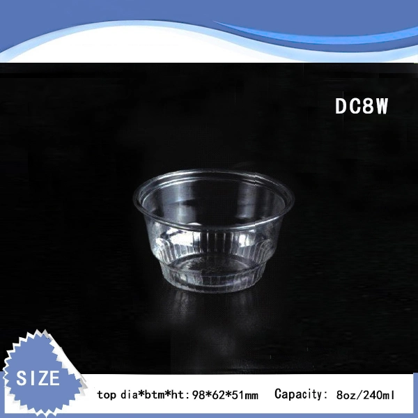 6/8/10/12oz Round Clear Pet Dessert Yogurt Ice Cream Bowl Cup with Lid