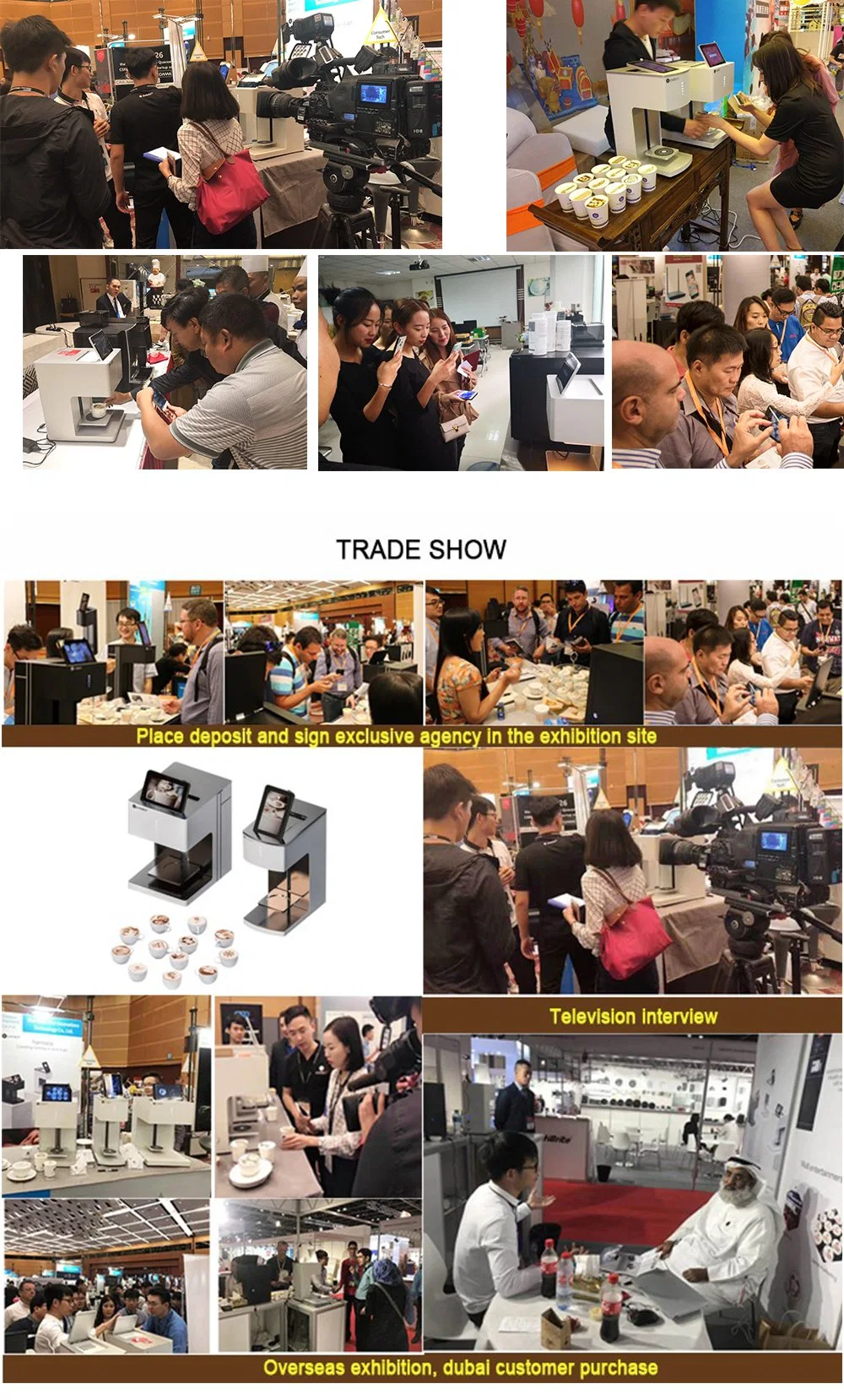 Beverage/Food Espresso Cappuccino Biscuit Toast Selfie Machine WiFi Coffee Printer