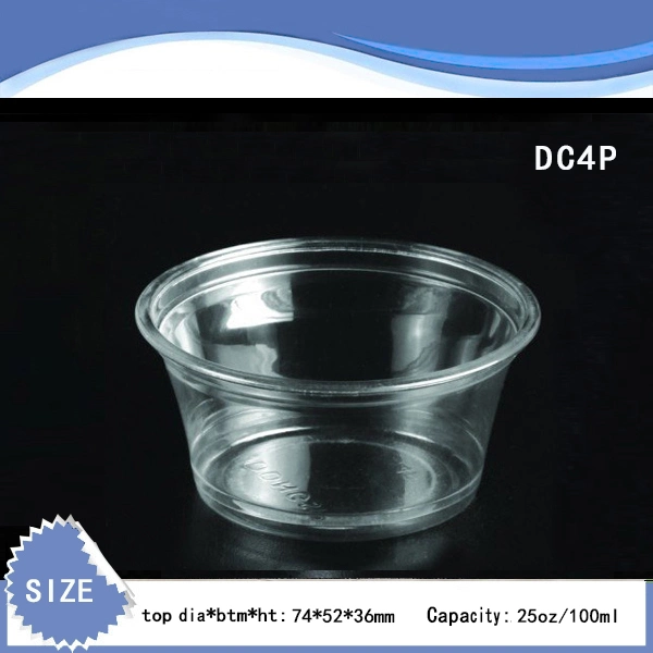 3.25oz Plastic Pet PP Leakproof Sauce Soy Condiment Portion Cups with Seperate Lid