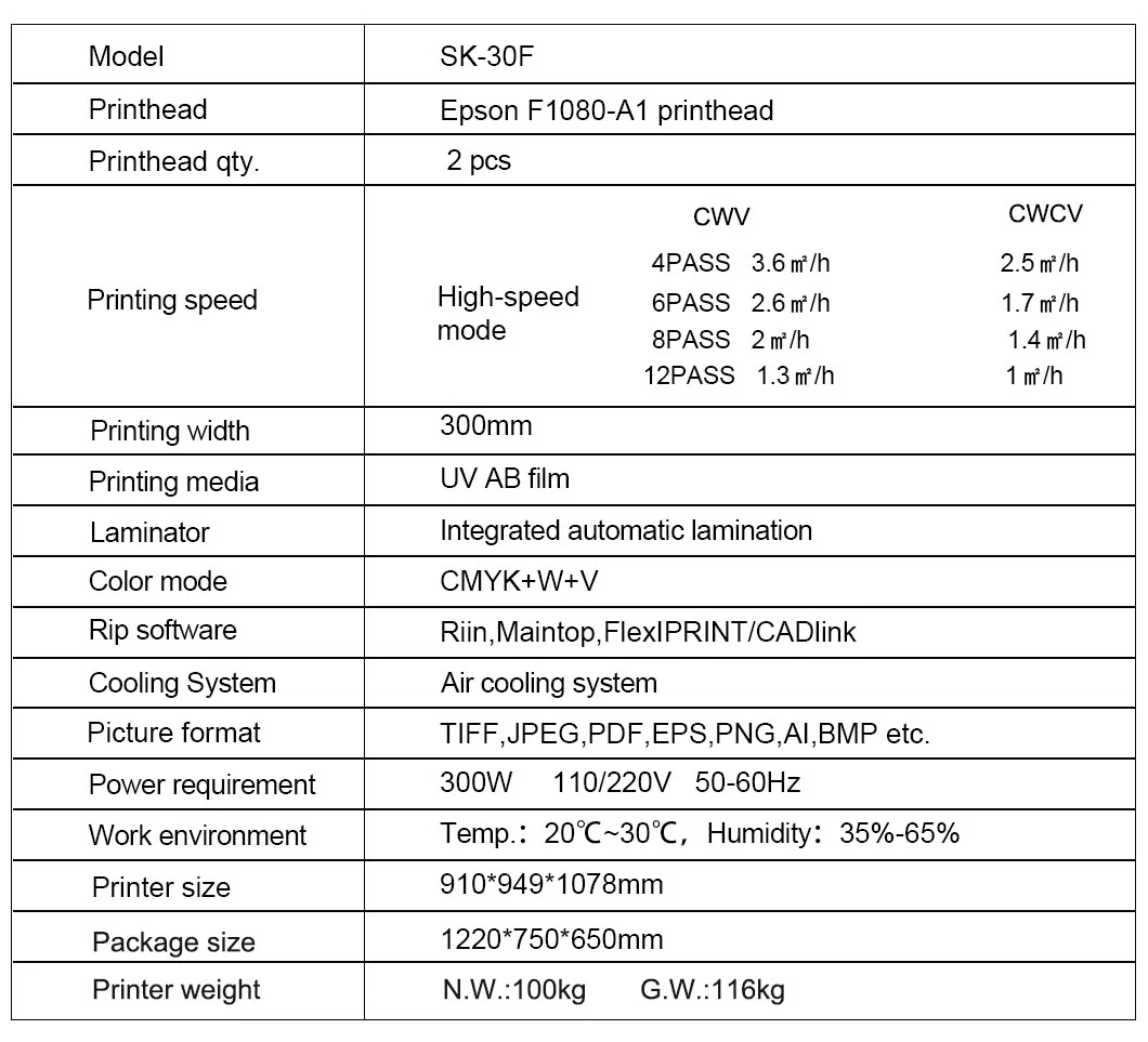 Sunika Factory Direct Supply 12 Inch Auto UV Dtf Printer with F1080-A1 Printhead for Tea Cans Paper Cups Glass