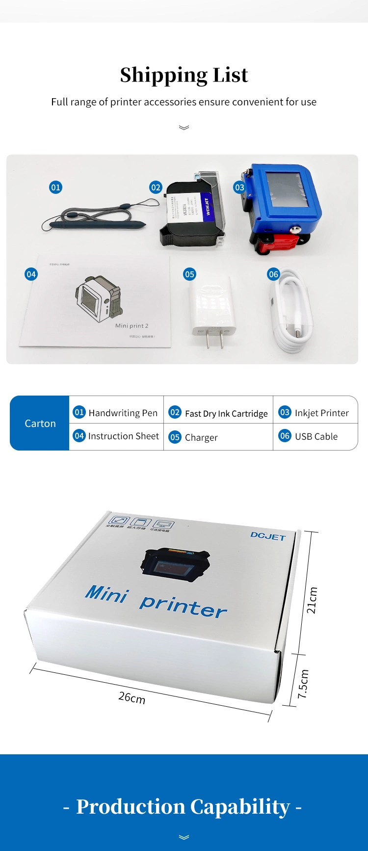 Bottle Printer Ink Jet for Expiry Date//Day Printing Handheld; Portable Printer