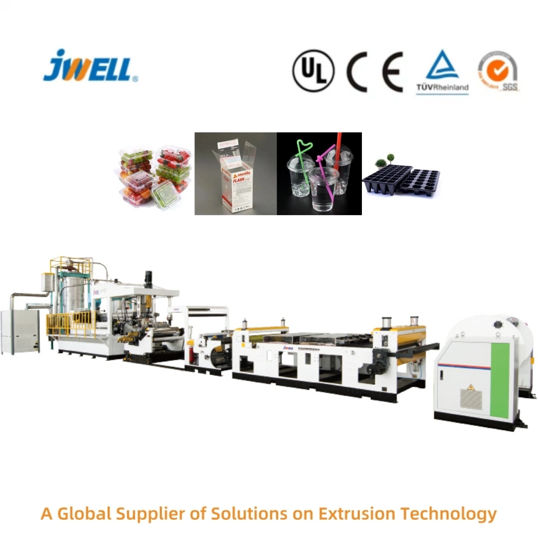 Jwell Plastic PVC Pet APET PETG PLA PP ABS Rigid Film Transparent Acrylic Clear Sheet Extrusion Making Machine for Thermoformed Food Packaging Printing Sheet