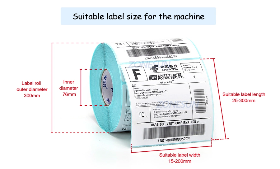 Zonesun Flat Plastic Bag Sticker Automatic Sticker Falt Surface Labeling Printing Machines