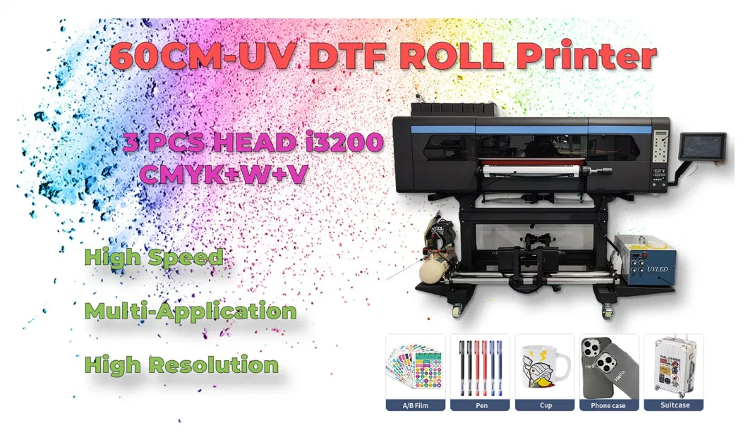 Roll UV Dtf Muti Function Ceramic Printer 60cm Wide Plastic Bucket for Ab Film