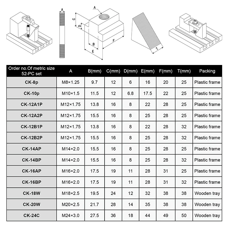 58 Pieces T Slot Clamps Machine Tools M12 CNC Clamp Kit