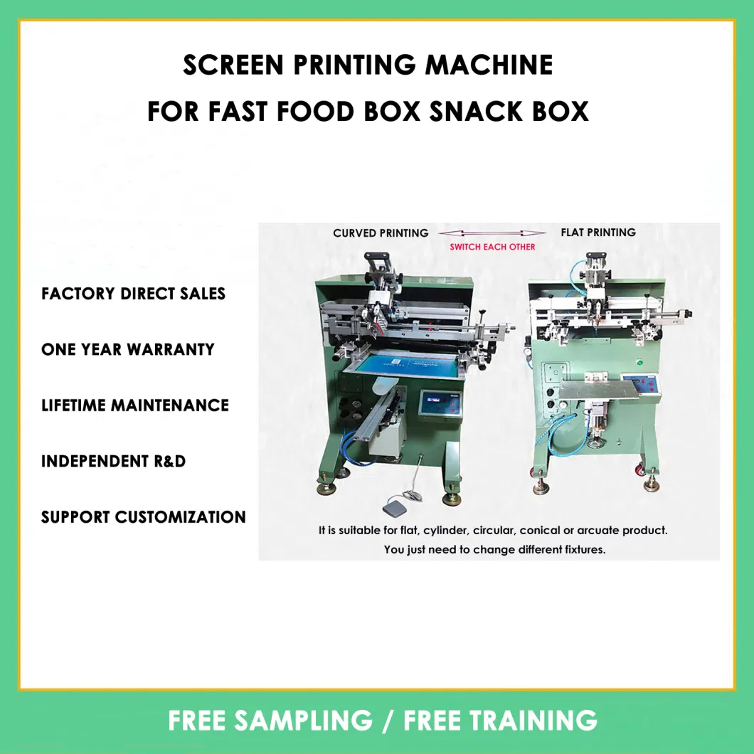 Semi Automatic Screen Printing Machine for Disposable Fast Food Box Snack Box &amp; Box Lid