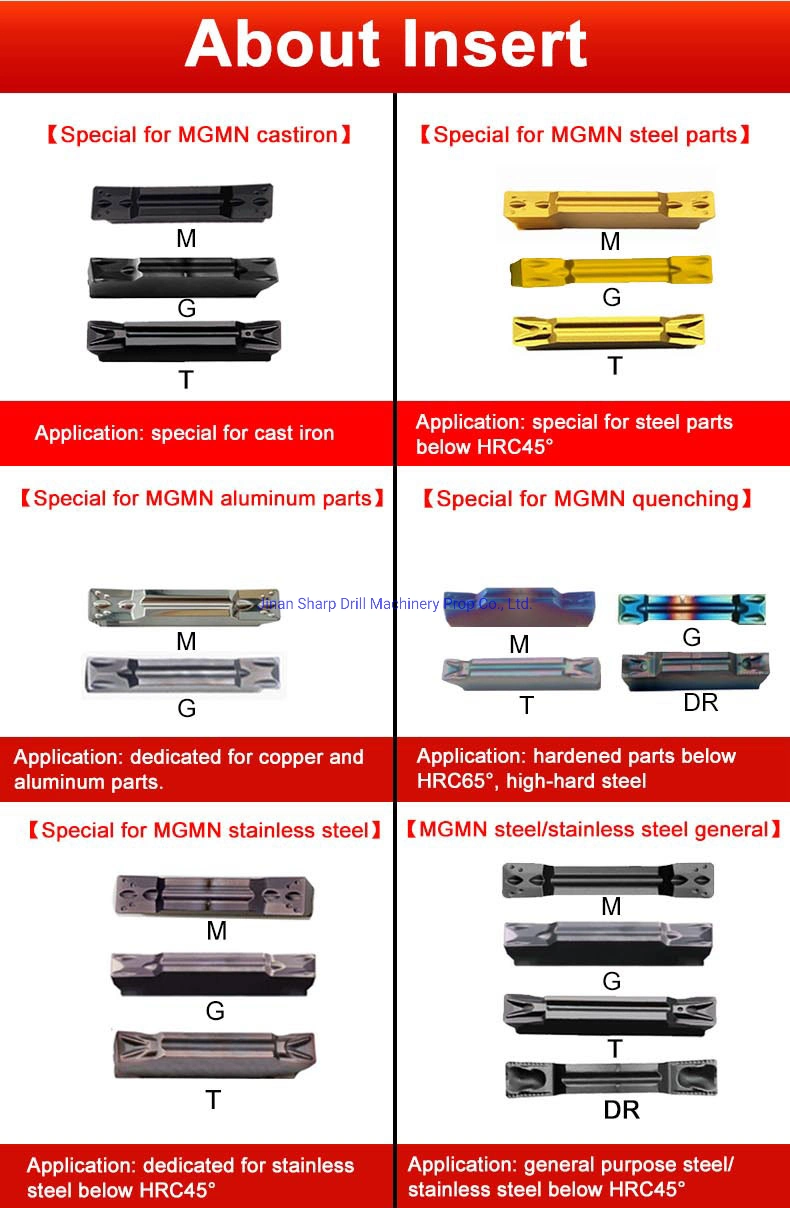 CNC Lathe Tools Mgmn150-G Mgmn250-M Tg01 Grooving Carbide Insert Turning Tools Insert for Aluminum