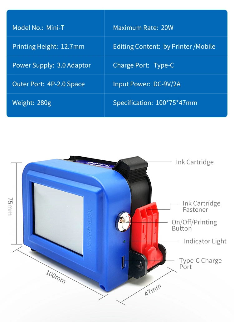 Viijet Fast Dry Ink Jet Printer Tij Printer Coding Date/Day Printing; Food/Pharmaceuticals