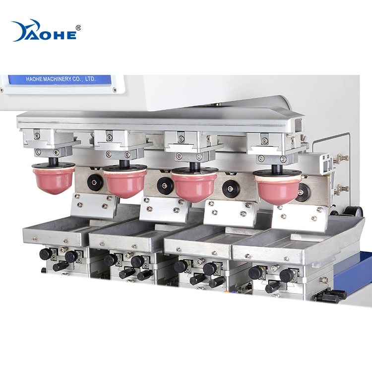 4 Color Ink Tray Pad Printer with Conveyor Four Color Pad Printing Machinery