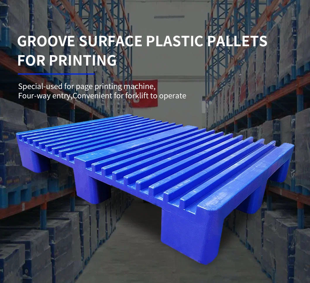 Heavy Duty HDPE 4way Entry Warehouse Storage Non Stop Plastic Pallet for Printing Industry and Converting Pallet Plastic Offset Press Printing Machine Pallet