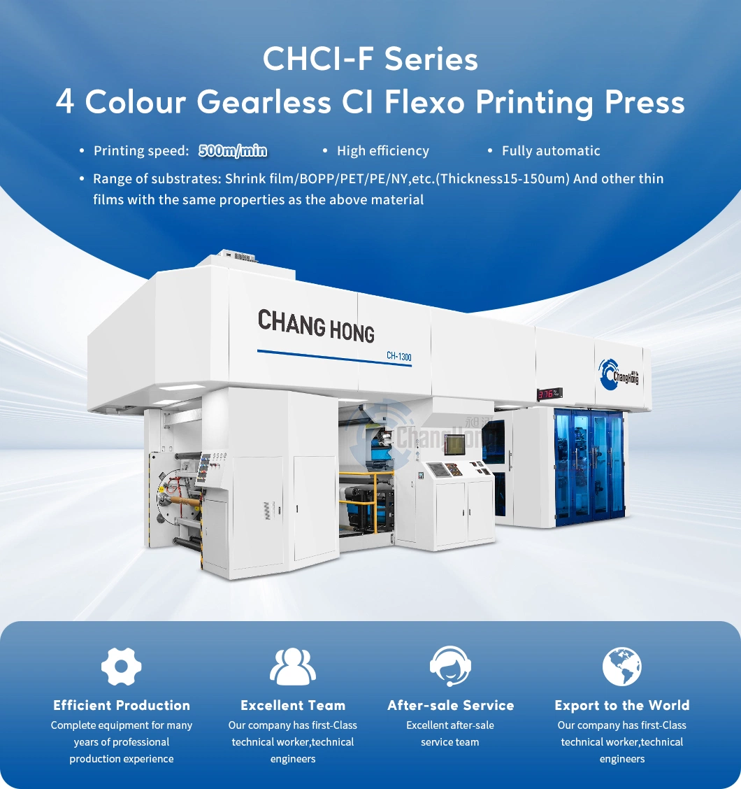 4 Color Gearless BOPP PE Film Flexo Printing Machine for Plastic Cup