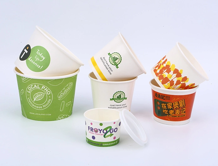 Disposable Paper Bowl Making Machine Kraft Paper Bowl Round Takeaway Soup Bowl Porridge Bucket Dessert Packaging Takeaway Box with Lid