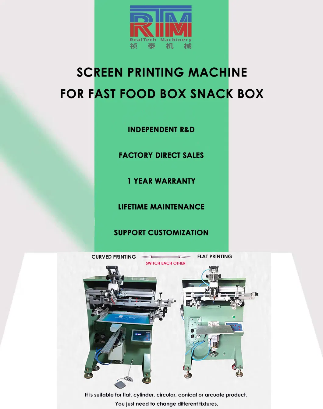 Semi Automatic Screen Printing Machine for Disposable Fast Food Box Snack Box Coffee Cup Tea Cup Water Cup