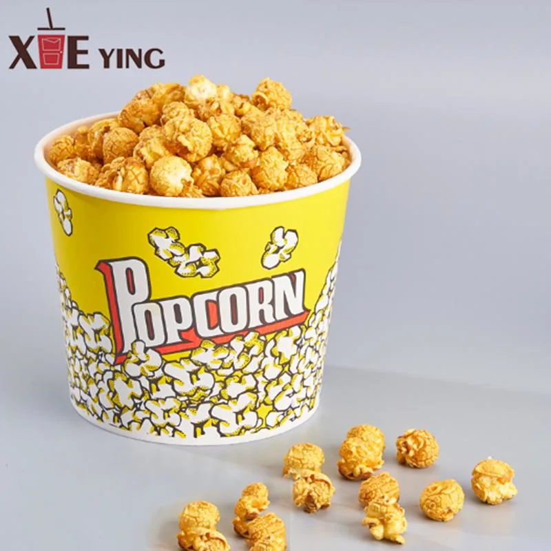 85 Oz Disposable Paper Popcorn Buckets with Plastic Food Lid Box