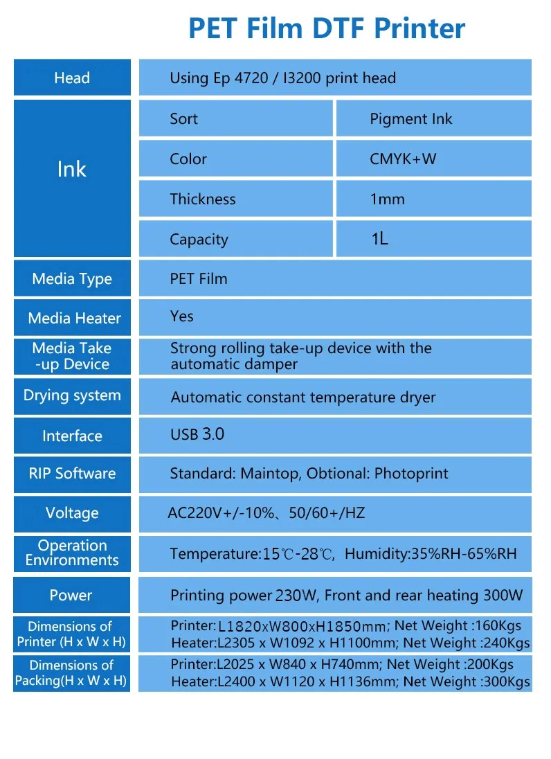 Professional 60cm Dtf Printer Direct to Pet Film Printer Machine Digital Caps Sweater Hoodie T Shirt Printing Machine on Cloth