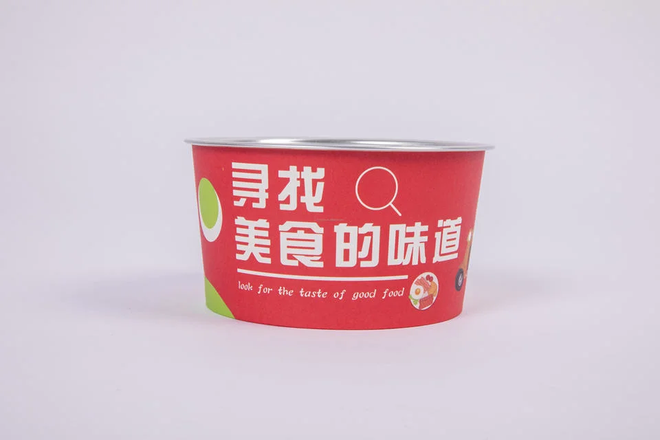 Food Grade Paper Bowl with Full Open Aluminum Lids Custom OEM Logo Printing Customized Hot Food or Freezed Food