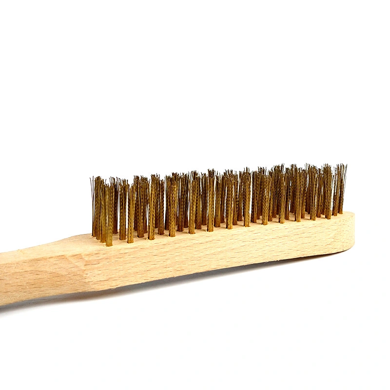 Wooden Handle 5 Rows Stainless Steel Straight Wire Brush