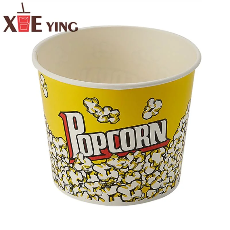 85 Oz Disposable Paper Popcorn Buckets with Plastic Food Lid Box