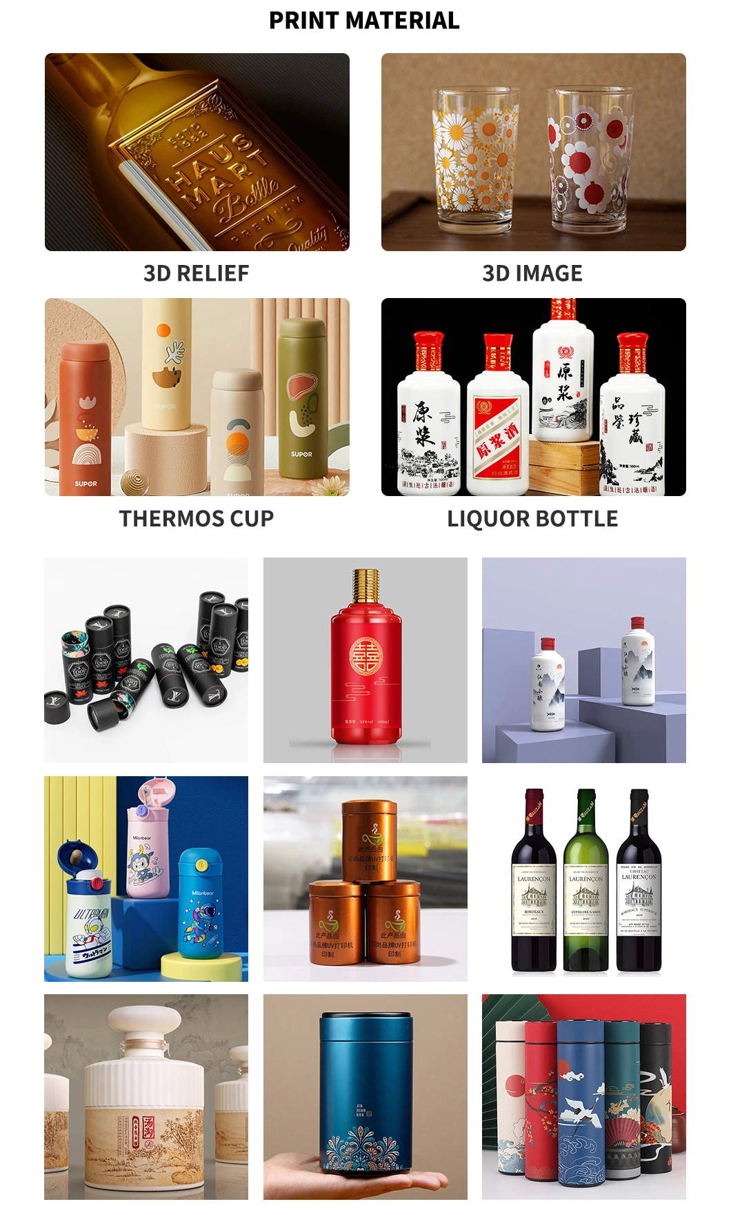 High Speed Wine Bottle Printing Machine UV Printer Ricoh/Epson Speed Support Custom for Cans of Thermos Cup Wine Bottle Glass Bottles