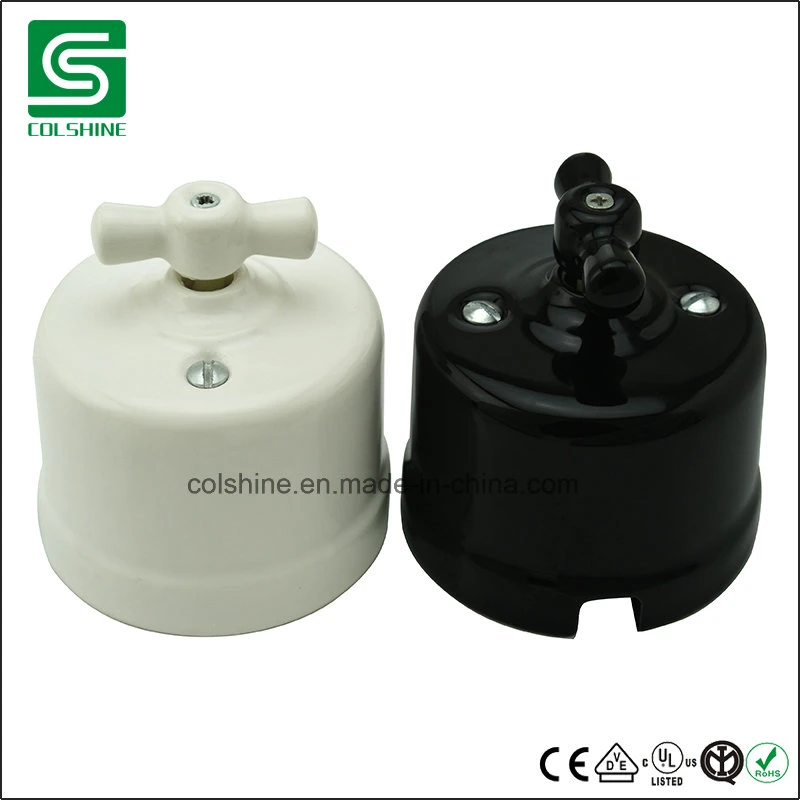 Black Color Retro Porcelain Rotary Switch