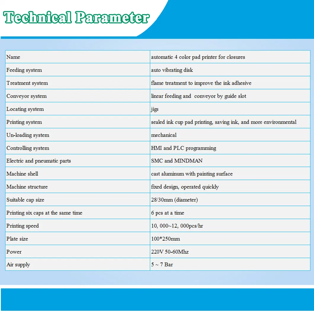 Four Color Automatic Plastic Cap Pad Printer