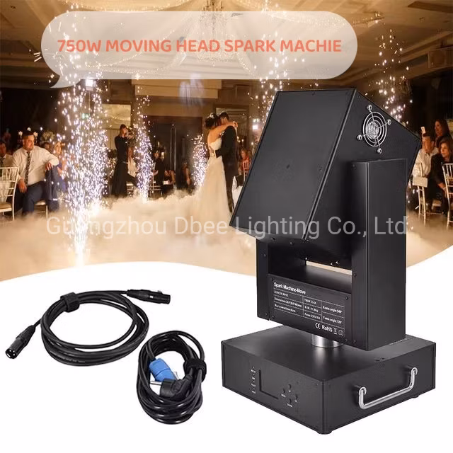 750W Moving Head Spark Fountain Machine Cold Fireworks with DMX Remote Control 750W Party Decoration Moving Head Spark Machine DMX 512 Cold Spark Machine