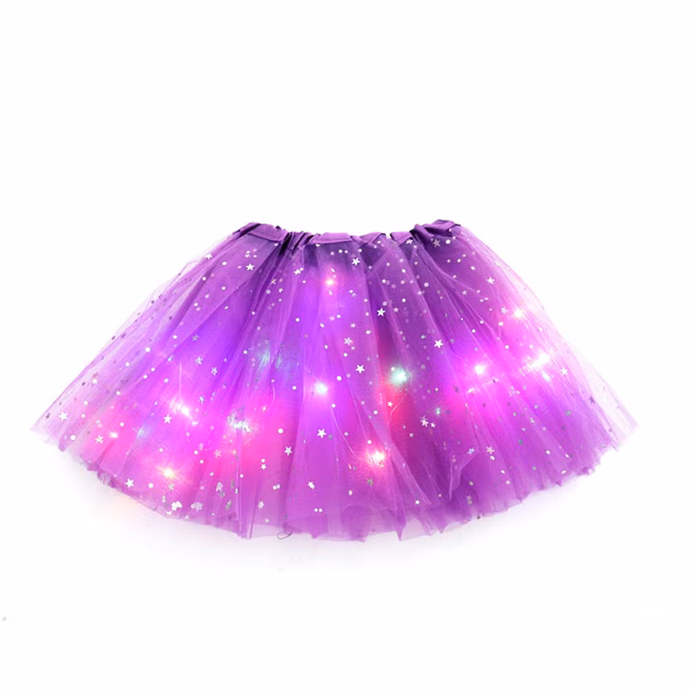 Children&prime;s Pommel Tutu Large Five-Pointed Star Gauze LED Luminous Decoration Princess Dress