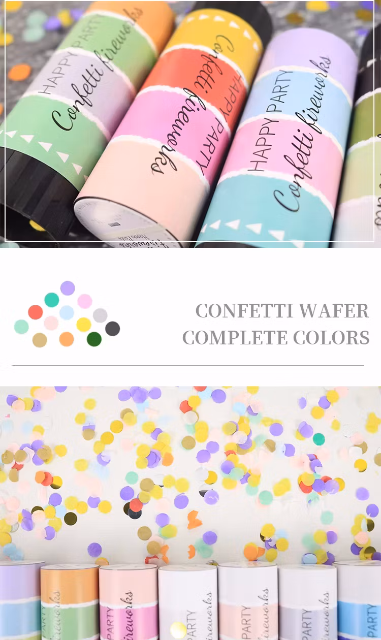 Round Confetti Cannons for Colorful Indoor Party Decorations
