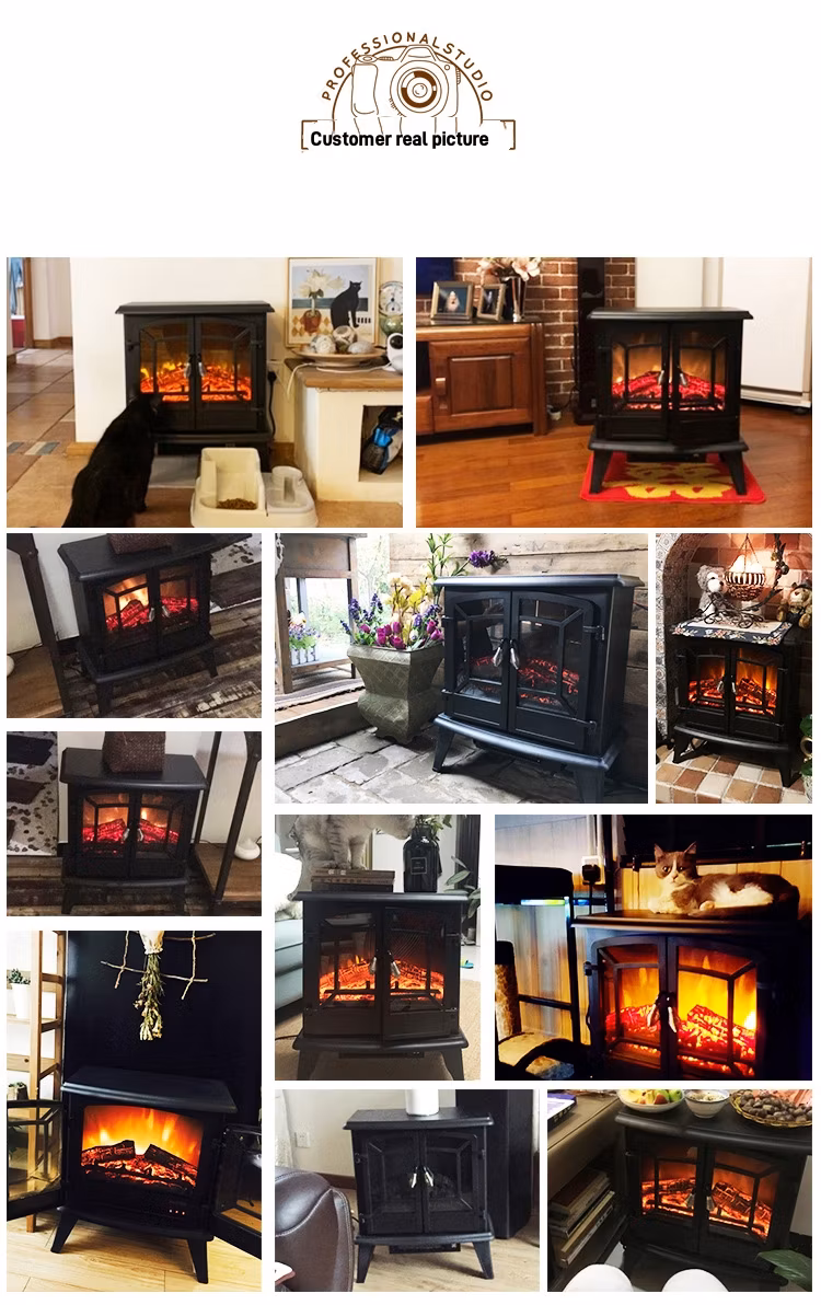 Flame Effect Heaters Realistic Fire Place Decor Flame Wood Burning Wall Mounted Recessed LED Electric Fireplaces Heater Insert