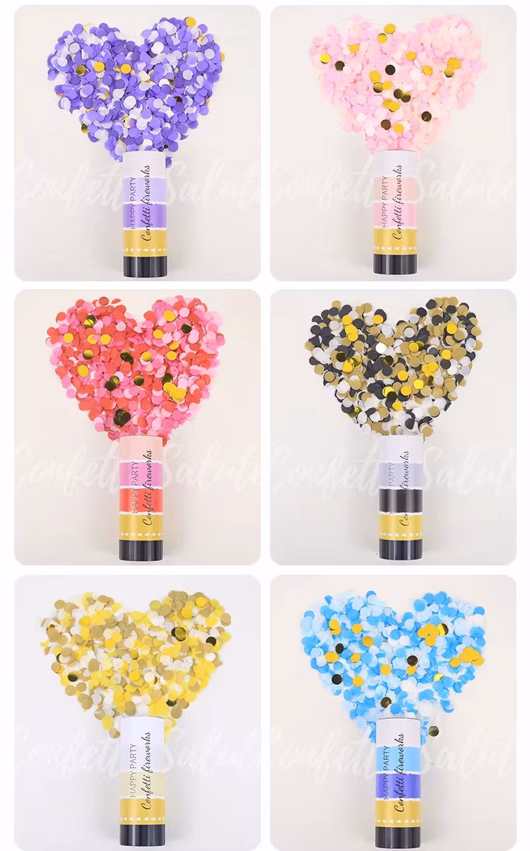 Round Confetti Cannons for Colorful Indoor Party Decorations
